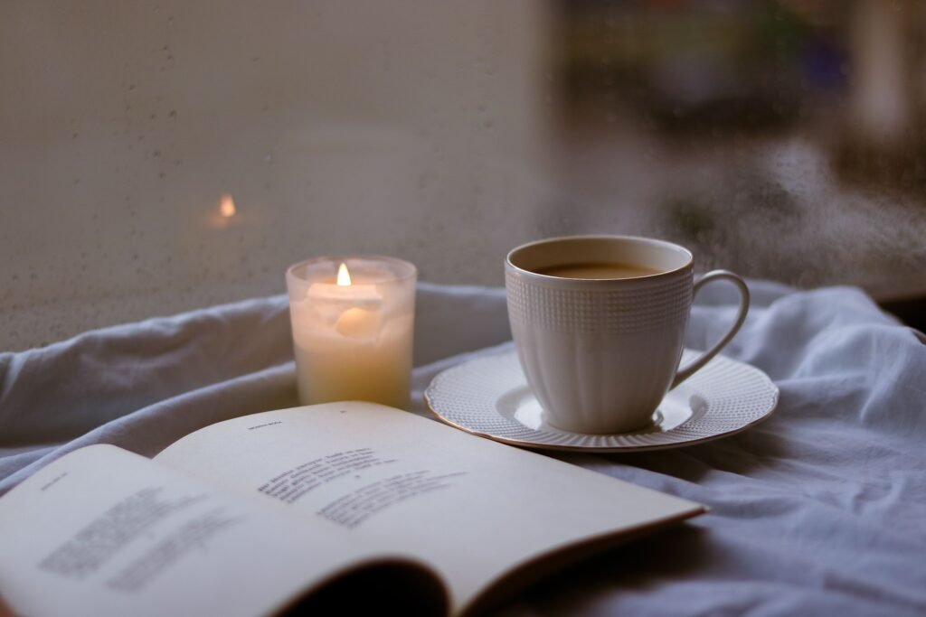 Relaxing bedtime routine supporting sleep and wellbeing.