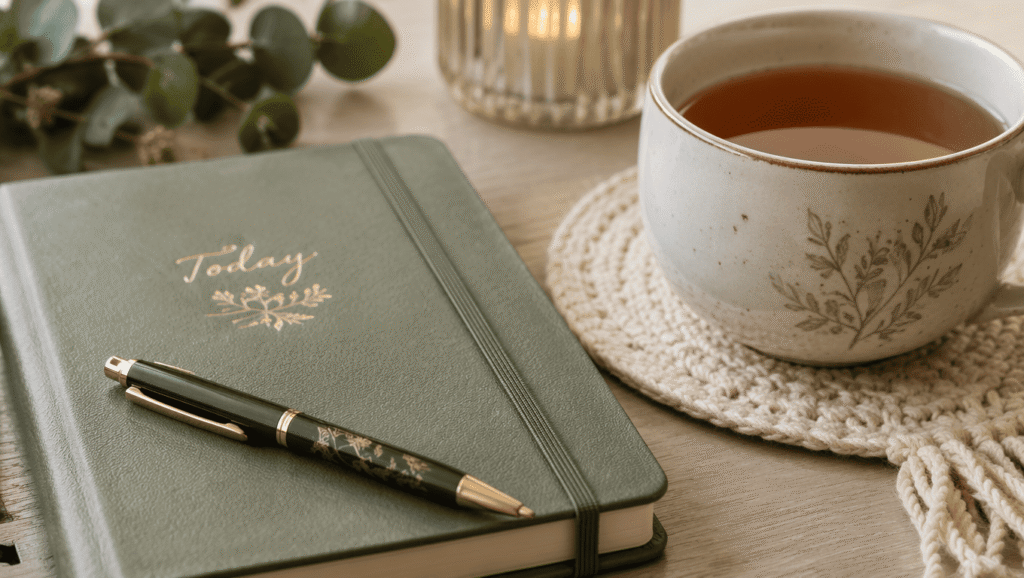 Woman practising self-reflection and self-compassion