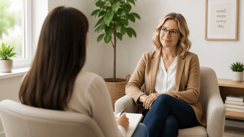 Health coach supporting a client with behaviour change and healthy habits.