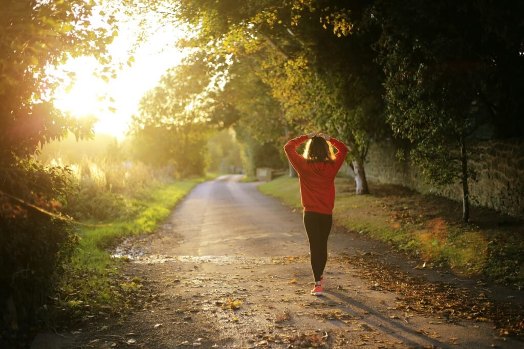 Woman practising a simple healthy habit.